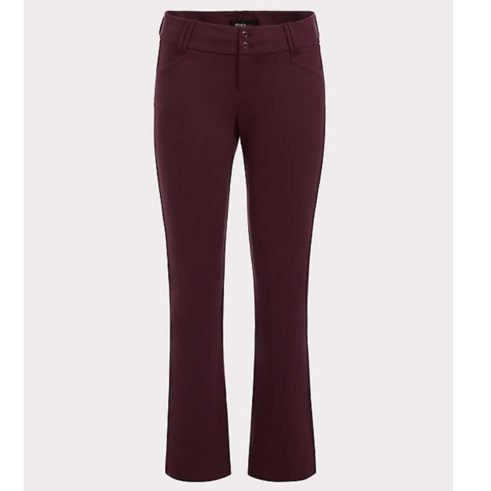 Ponte Stretch Trouser - Burgundy/Purple